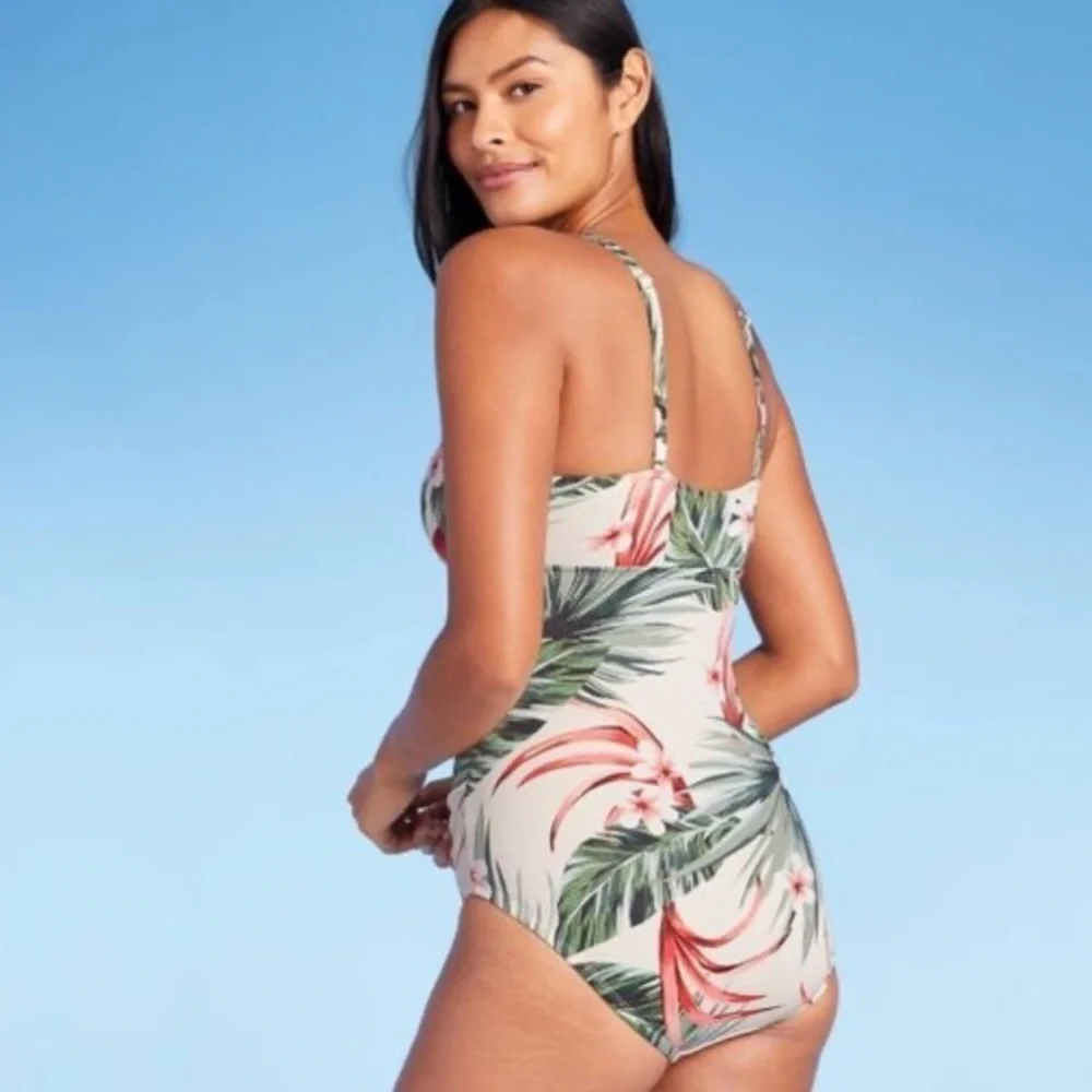 ?.Kona Sol Pique Bandeau One Piece Swimsuit - Kona Sol™ Multi